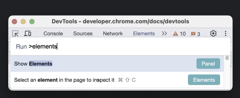 Chrome DevTools Elements panel overview