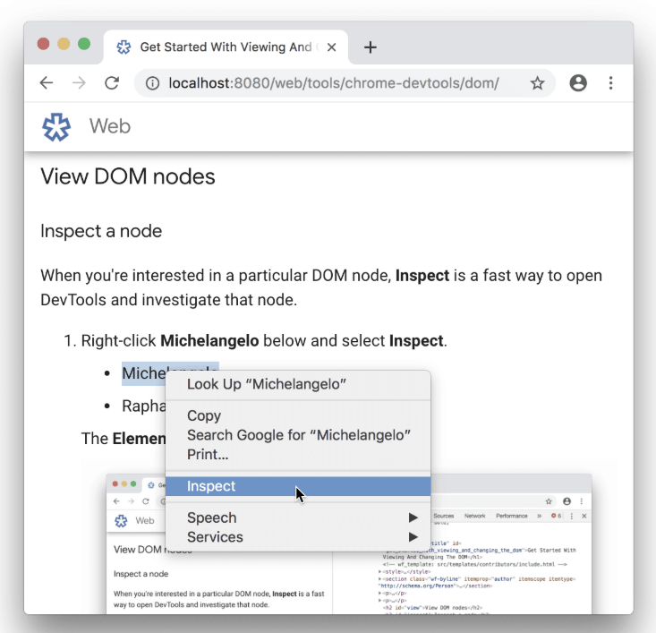 Chrome DevTools Elements panel overview